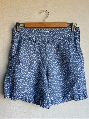 Pure linen United Colors Of Benetton Blue Ditsy Floral High-Waist Shorts size 4